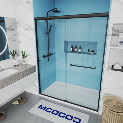 Opal Mirage MCOCOD 60" W x 72" H Double Smooth Sliding Semi-Frame Shower Door with Tempered Glass | Crystal Clear |Stylishly Upscale