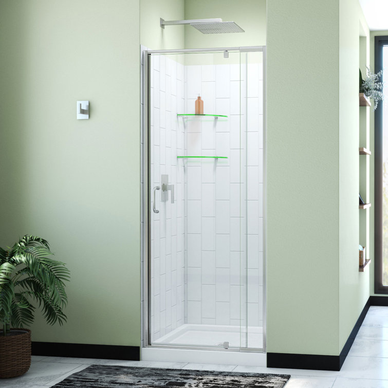 Flex 32" W x 32" D x 78" H Semi-Frameless Square Tub Enclosure with Fixed Panel and Base Included
