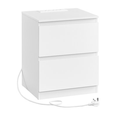 KAILYN Collection - Nightstands With Charging Station, Set Of 2 Bedside Tables With Drawers, Side End Tables, 2 AC Outlets, 2 USB Ports, For Living Room, Bedroom, Study