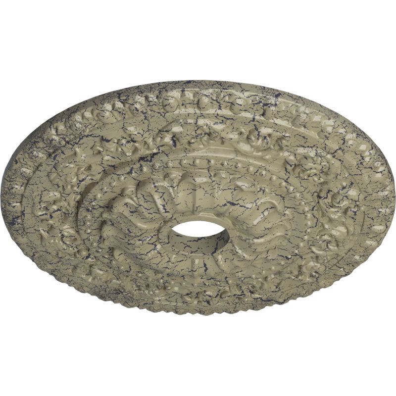 Médaillon de plafond Endurathane Vaduz, diamètre extérieur de 23 1/2 po x P 3 1/2 po x P 2 1/8 po (convient aux auvents jusqu'à 3 1/2 po), finition craquelée en pierre de château peinte à la main