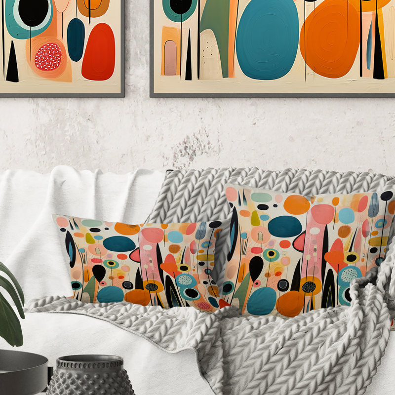 Coussin rose Mid Century Playful Patterns II - Abstract Midcentury