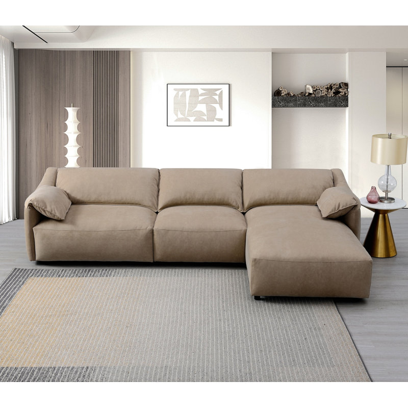 Canapé modulaire en suède brun clair Veata