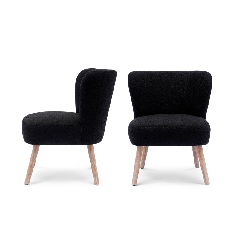 Fauteuil de chambre rembourré Breann, Mélange de polyester noir