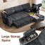 Canapé-lit de 85 pouces à 3 places avec dossier réglable, table basse pliable, porte-gobelets, ports USB et de type C, poches de rangement, parfait pour la maison, l'hôtel, un appartement et un dortoir-2008306066