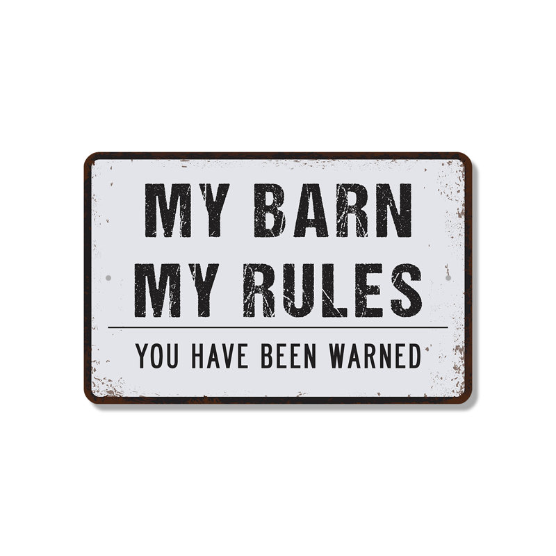 Plaque en plastique 8 po x 12 po My Barn My Rules