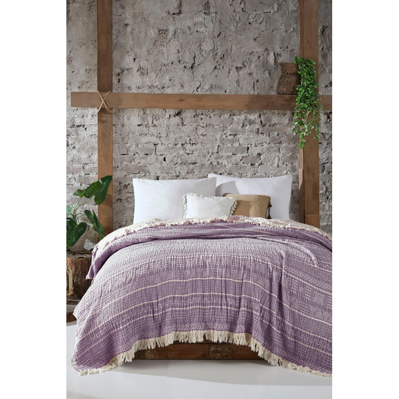 Couverture 100% mousseline de qualité supérieure, 86,6 po x 94,5 po | 360 g / m², lavable en machine à 86 ° F, va au fer à repasser | Couleur douce, idéale pour un confort douillet et une décoration élégante, parfaite pour toutes les saisons