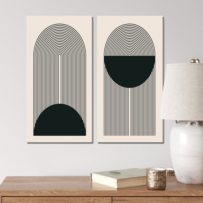 Ensemble de peinture 2 pièces - Minimal Late 20S, Toile tendue, H 20 po x l 24 po x P 1 po