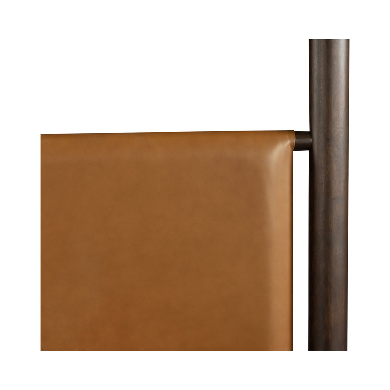 Devin Leather Canopy Bed, Beige, Queen