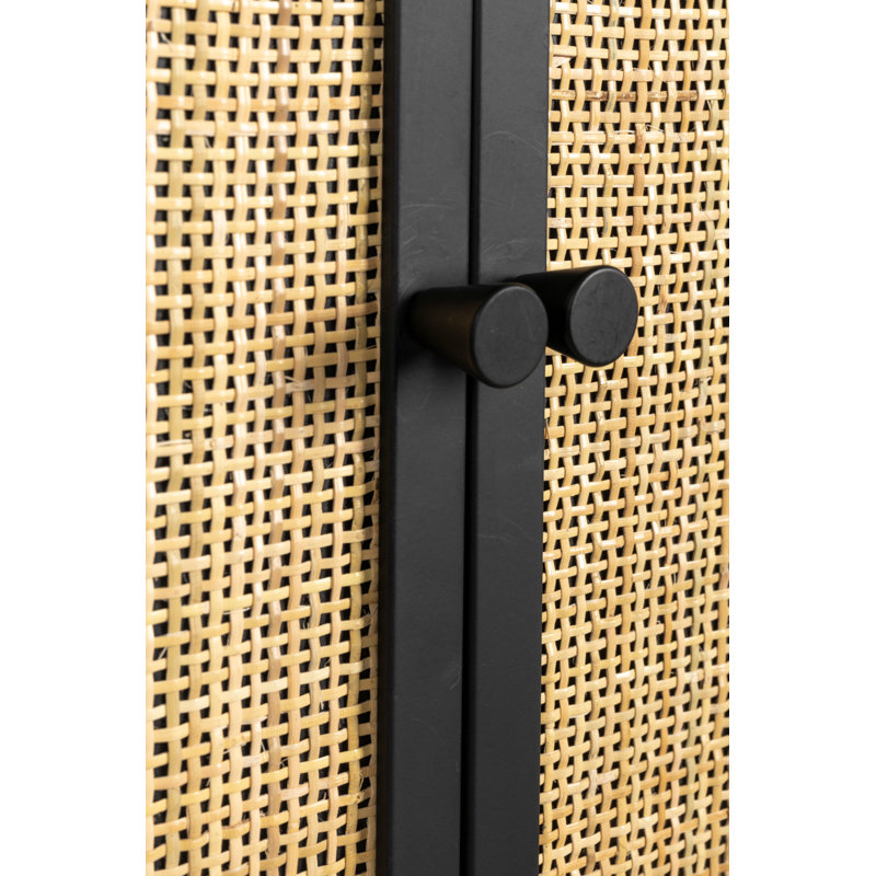 Guuji 10 Bottle Floor Wine Bottle & Glass Rack in Black/Natural