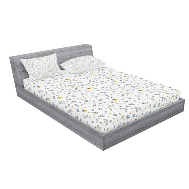 Microfiber Sheet Set, Spaceship 2, Queen Sheet Set with Fitted Sheet