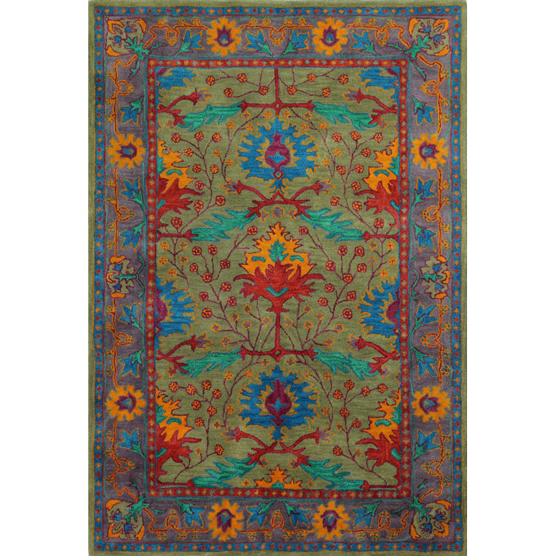 Earna Wool Floral Indoor Rug, Rectangle 7'9" x 9'9"