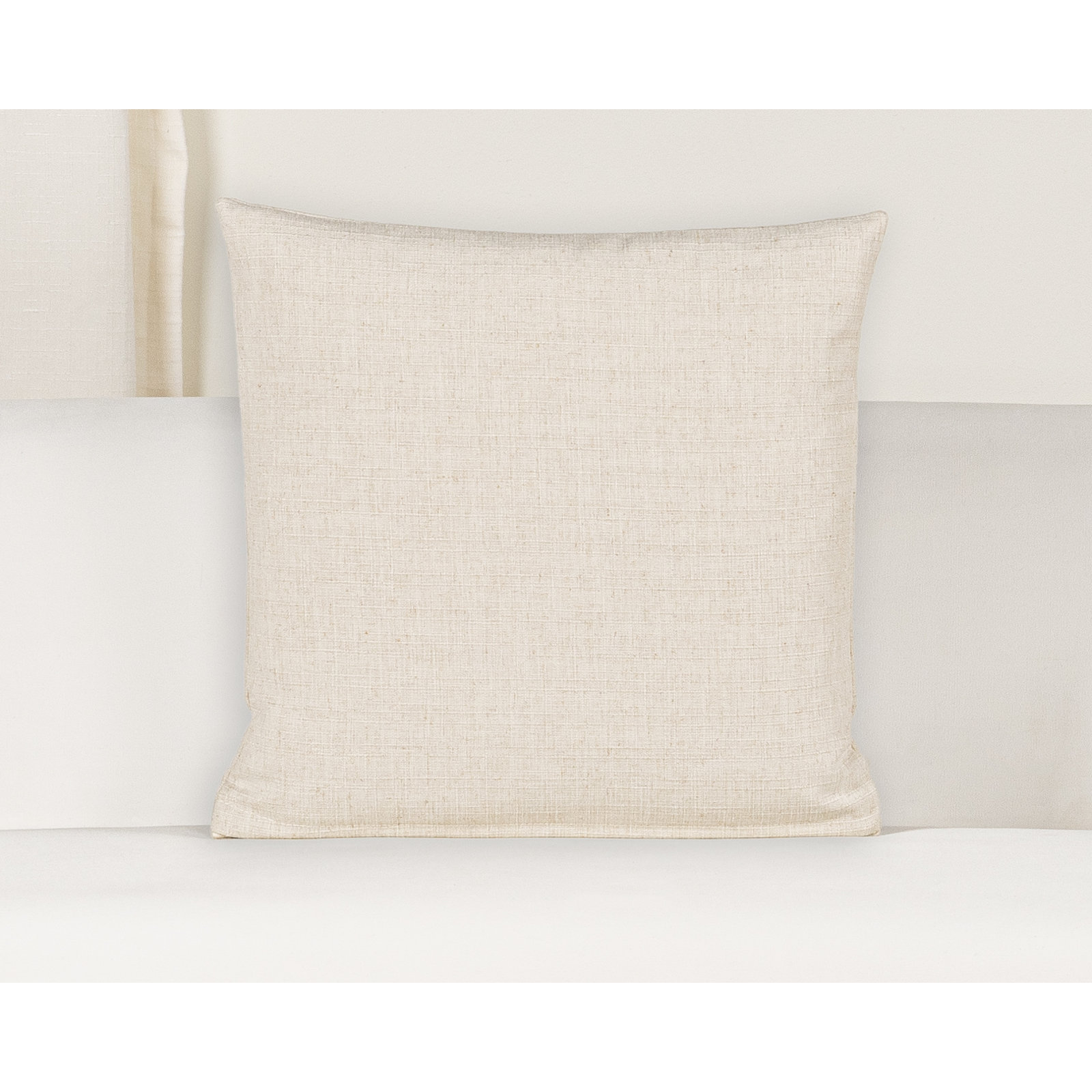 Indy Faux Linen Accent Pillow, Feather, Square 18", Cream