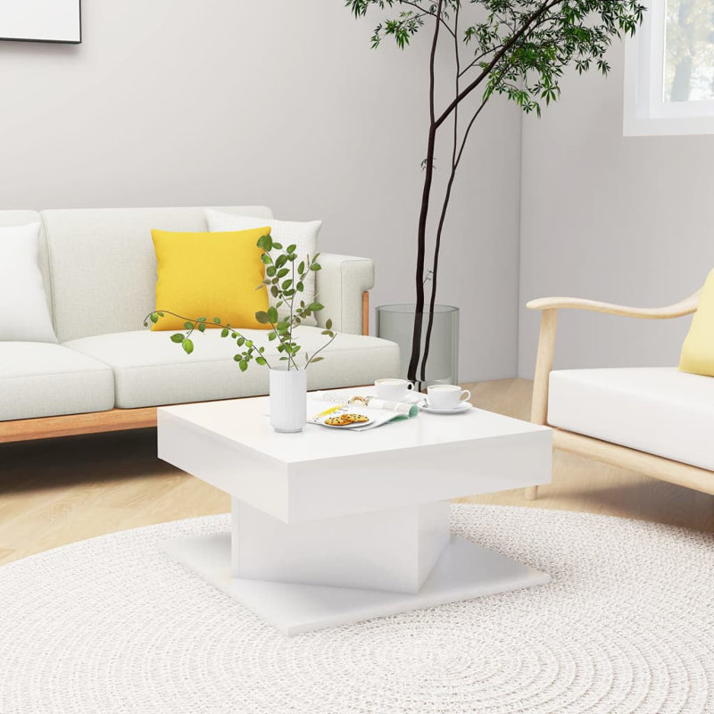 Goce Block Coffee Table, High Gloss White
