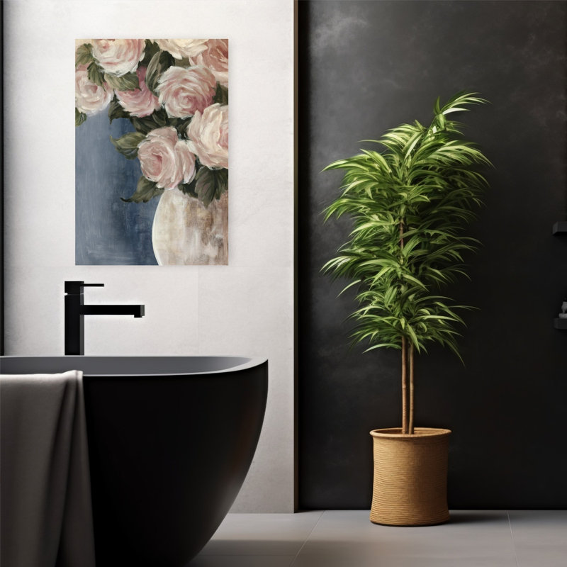 Art contemporain classique, rose romantique, H 24 po x l 16 po