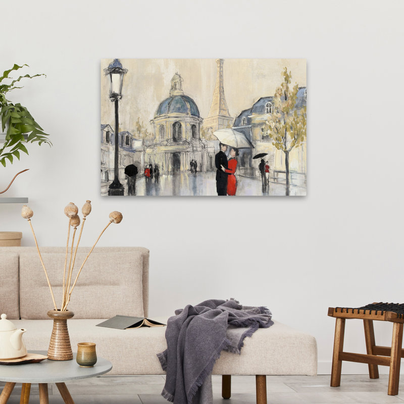 Contemporain et pluie de printemps française Paris Eiffel, H 36 po x l 24 po