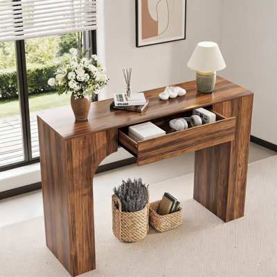 47" Narrow Console Table with Drawer, Farmhouse Wood Sofa Table for Entryway Hallway Living Room