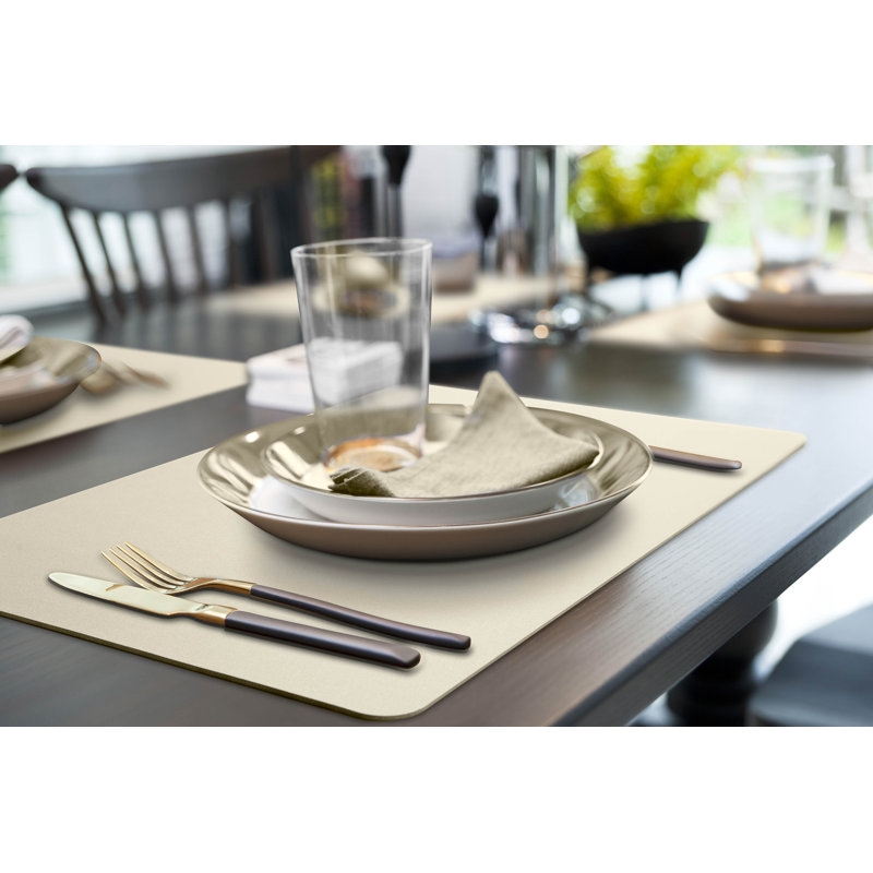Faux Leather Rectangle Placemat, Solid Ivory