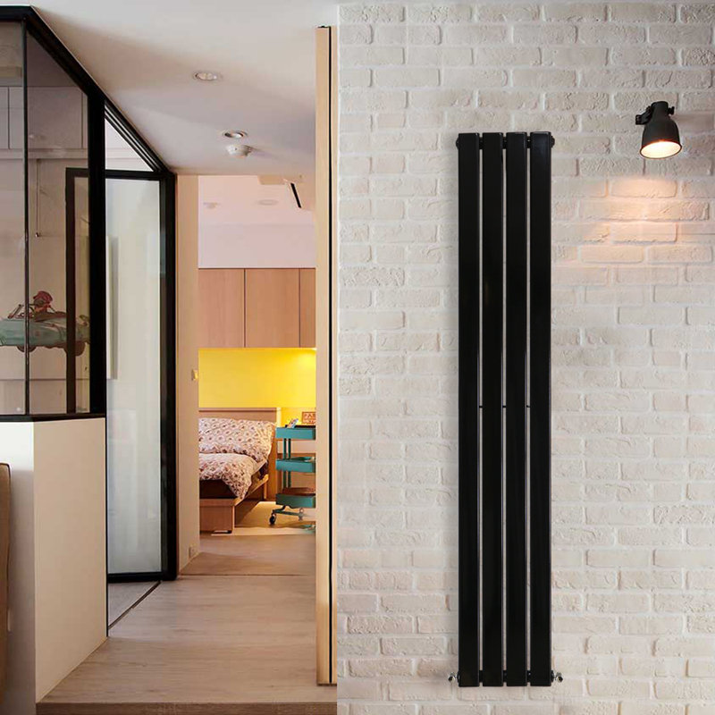 Shonnard Vertical Single Flat Panel Radiator, Normal Black, 160cm H x 27.2cm W
