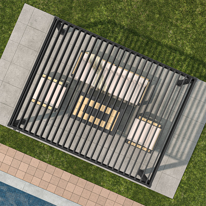 111A Pergola en aluminium anthracite de 3 m x 4 m, 10 pi x 12 pi, Gris anthracite