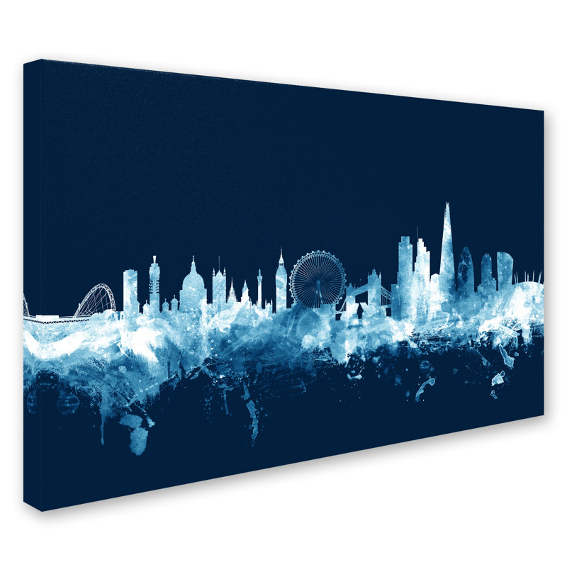 Ligne d’horizon de Londres, impression d’art graphique sur toile, H 30 po x l 47 po x P 2 po