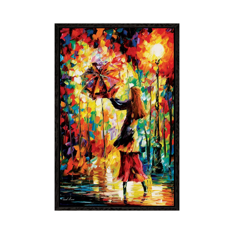 Rainy Mood by Leonid Afremov - Painting on Canvas, Black Framed Canvas, 101.6 cm H x 66.04 cm W