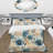 Beige And Blue Escape Flowers Polyester Floral Duvet Cover Set-1306194097