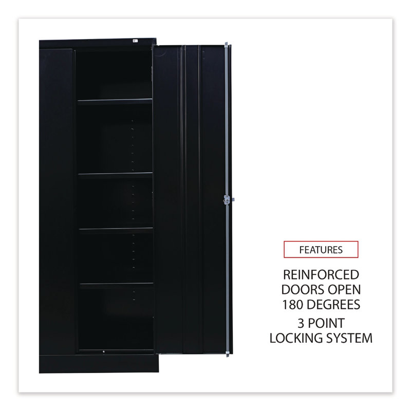 Black Industrial Steel Lockable Office Cabinet with Adjustable Shelving