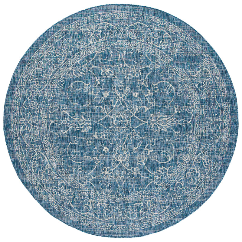 Abhik Grey/Navy Indoor/Outdoor Rug, Round 160 cm