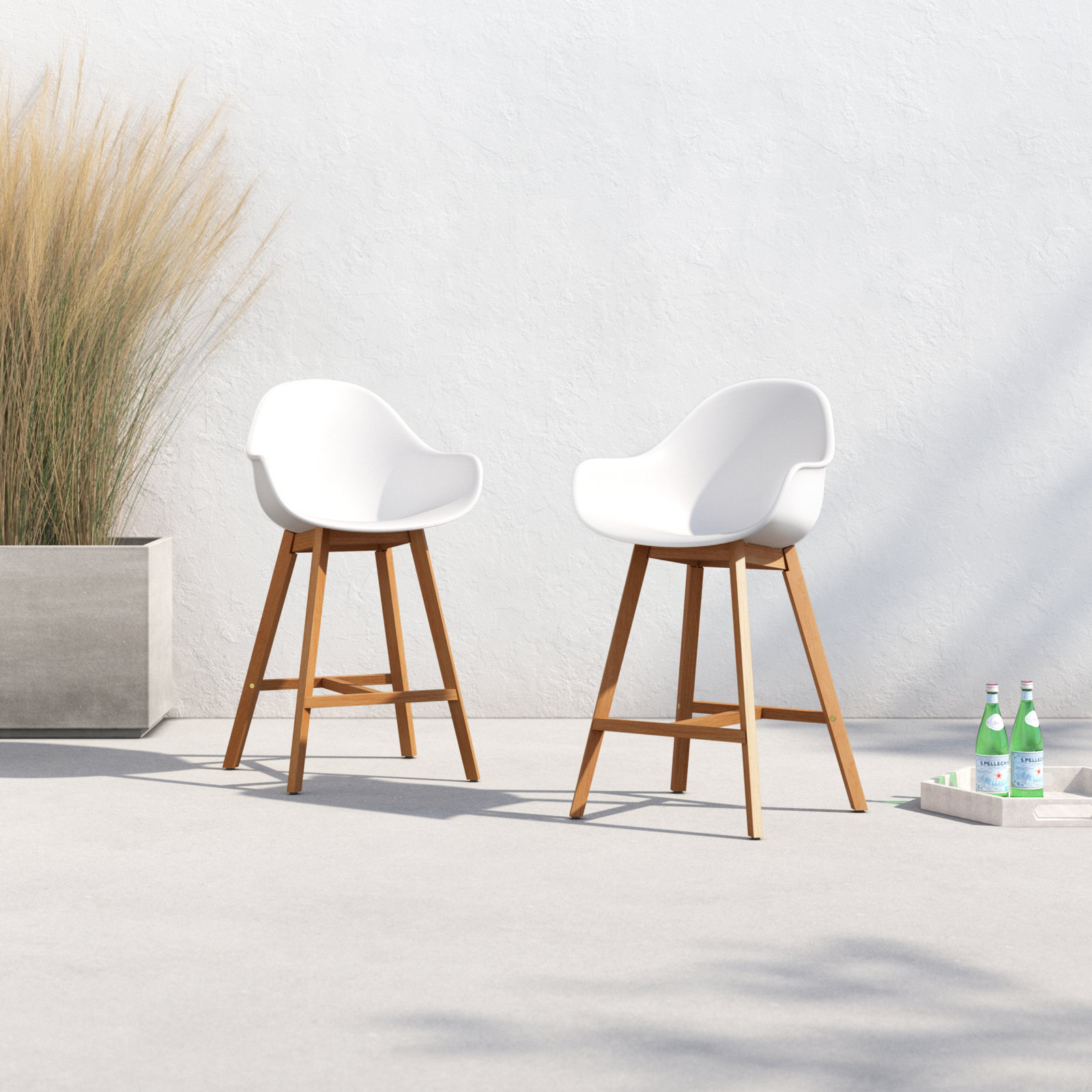Rafael 40.5'' Eucalyptus Outdoor Bar Stool, Light Teak