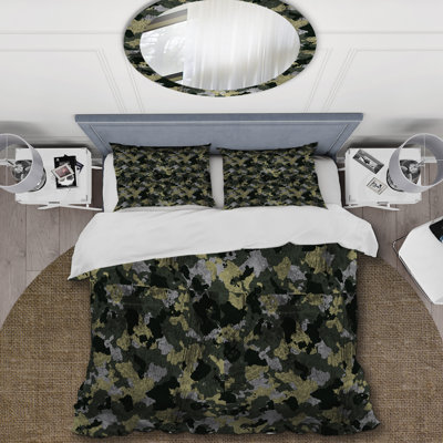 Camouflage vert tendance - ensemble de housse de couette abstrait - microfibre de polyester