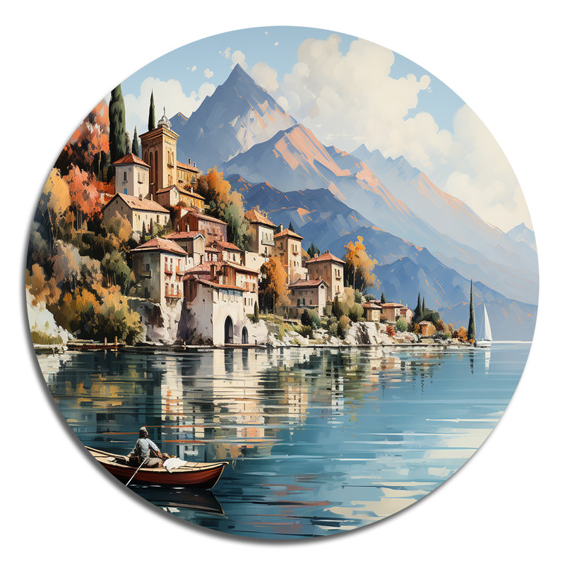 Nimmons - Paysages d'art rond en métal, H 16 po x l 16 po