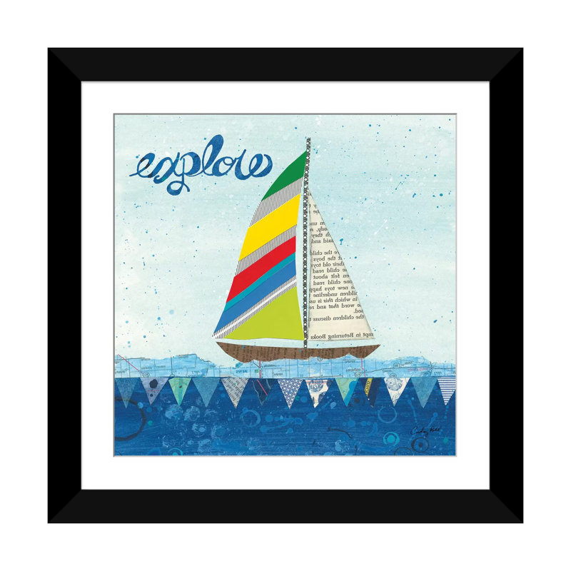 « arc-en-ciel spinnakers iv », impression sur toile, H 37 po x l 37 po x P 1,5 po, Papier d'art encadré noir, Blanc