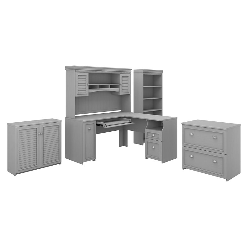 Huckins 4 Piece Computer Desk Office Set, Cape Cod Gray