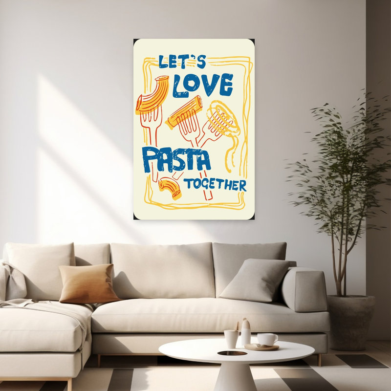 «Love Pasta Together», art mural rétro, H 60 po x l 40 po