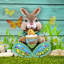 « pâques », lapin de jardin en bois
