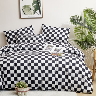 Grid Comforter Set Plaid Bedding Set 1 Checkered Comforter with Pillowcases