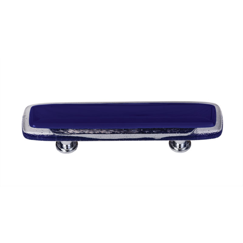Bar / Handle Pull, Polished Chrome, Deep Cobalt Blue