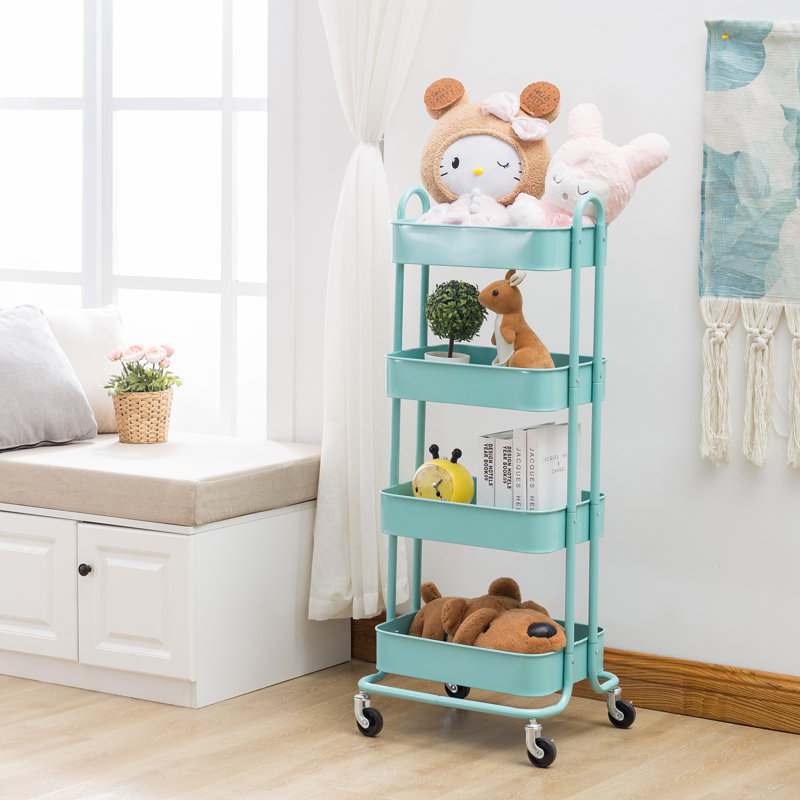 43'' H x 18'' W Utility Cart with Wheels, Blue
