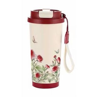Vacuum Insulated Ceramic Linen Tumbler - Wide Mouth Straw Lid