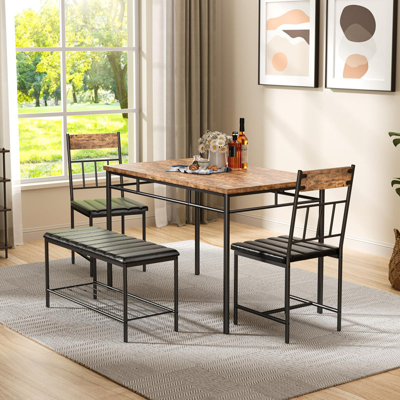 4-Piece Modern Dining Table Set, Brown
