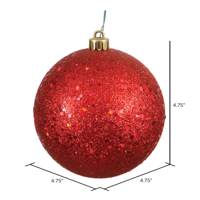 Holiday Décor Ball Ornament, 4.75" H x 4.75" W x 4.75" D, Red