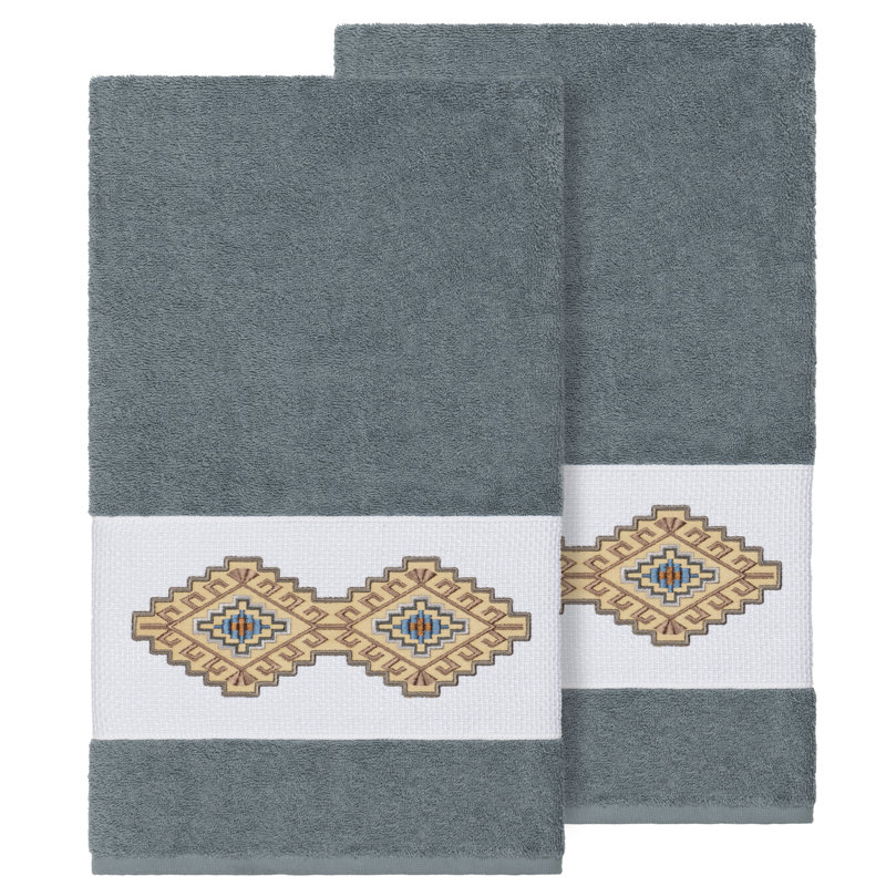 Ensemble de serviettes de bain en coton turc 2 pièces Gianna, Bleu sarcelle