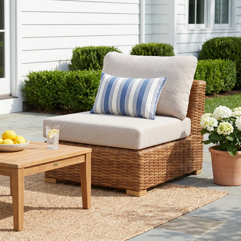 Windsor Aluminum Rattan Single  Armless  Sofa