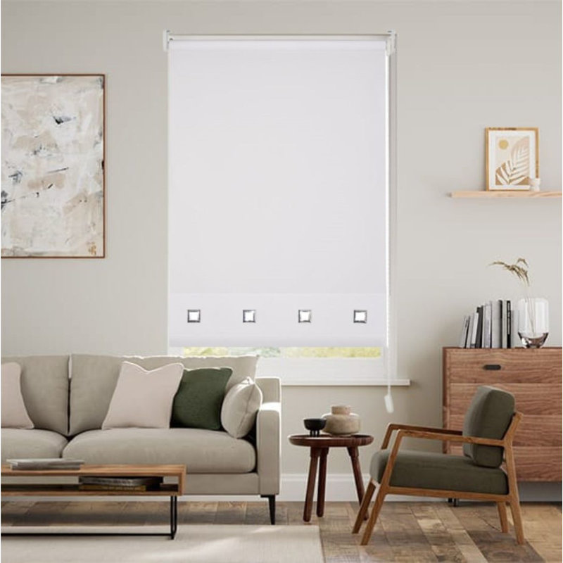 Premium Square Eyelet Roller Blinds – Light Control & Privacy Window Shades, White, 180 cm L x 165 cm W