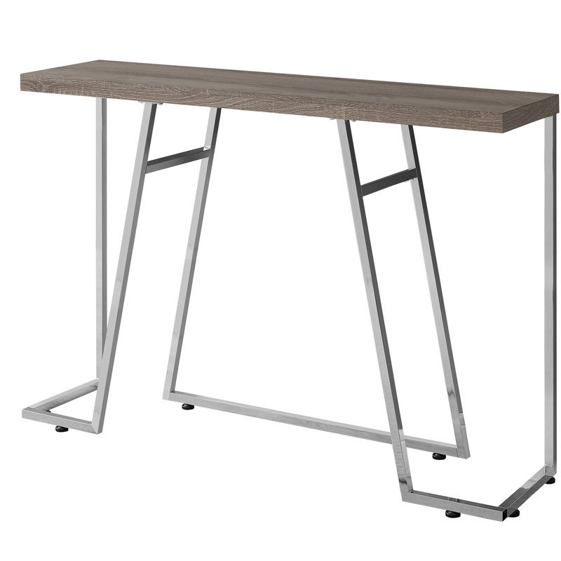 Accent Table, Console, Entryway, Narrow, Sofa, Living Room, Bedroom, Metal, Laminate, Brown, Chrome, Taupe