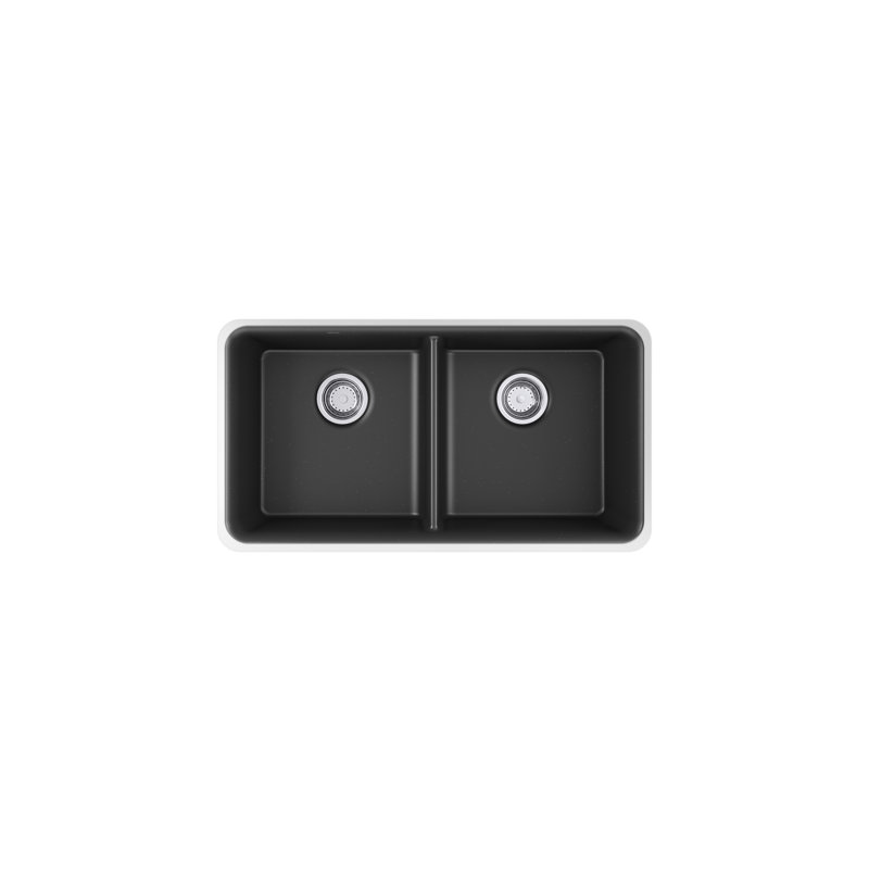 Gunnison 33.5'' L Double Basin Kitchen Sink, Black