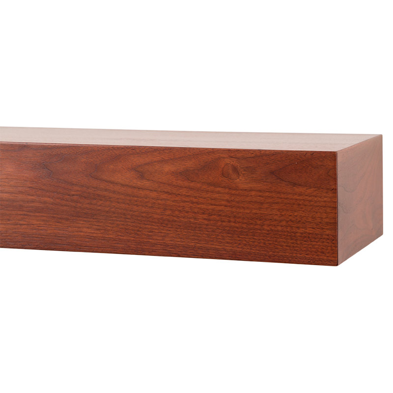 Modern Ember Walnut Creek Fireplace Mantel Shelf - 9" Depth, Close-Grain Details - Real Walnut Wood, 72", Burnt Sienna