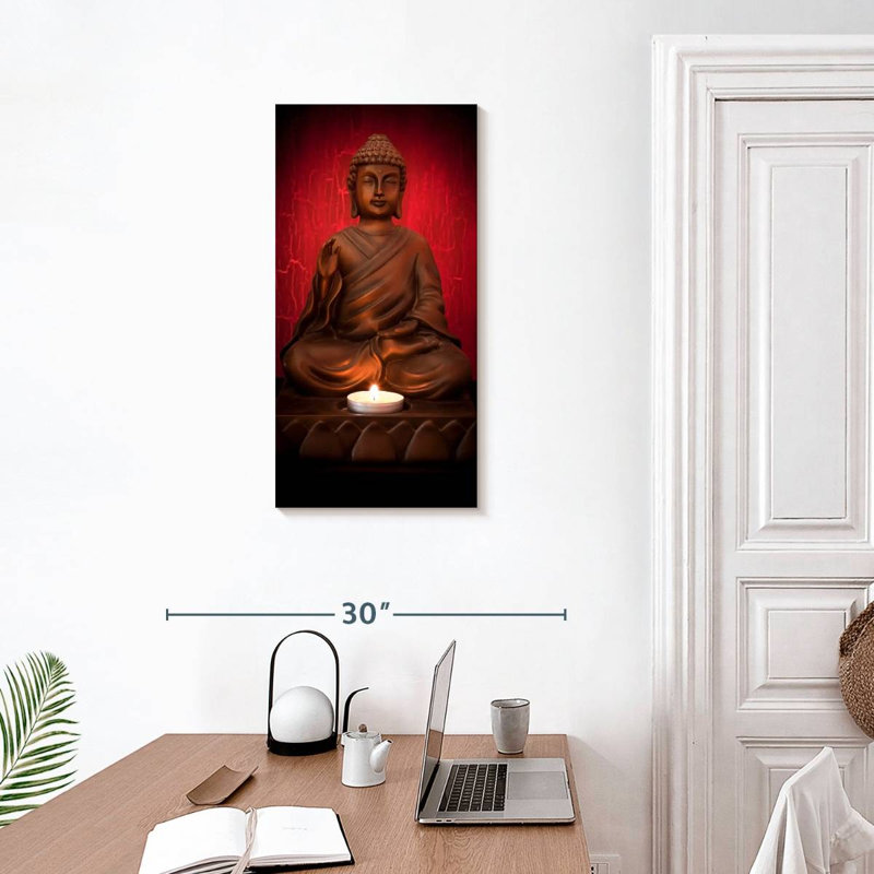 Candle And Buddha, 30" H x 15" W