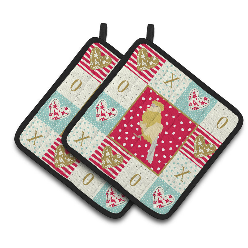 Caroline's Treasures Polyester Potholder Set, French Curly Canary