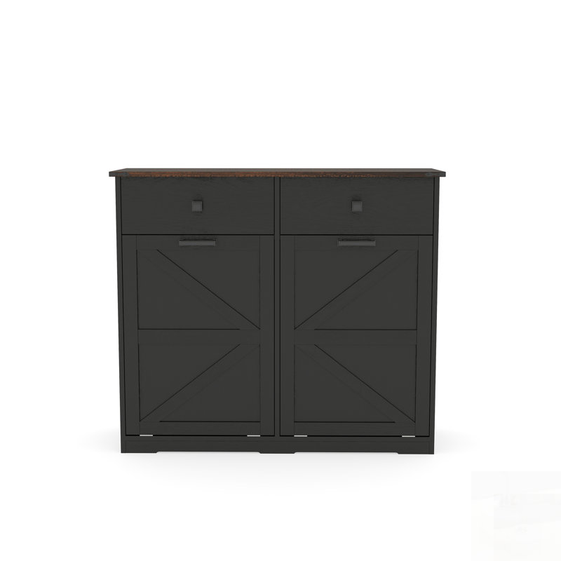 Armoire poubelle Farmhouse noire à double basculement pour 20 gallons, Noir